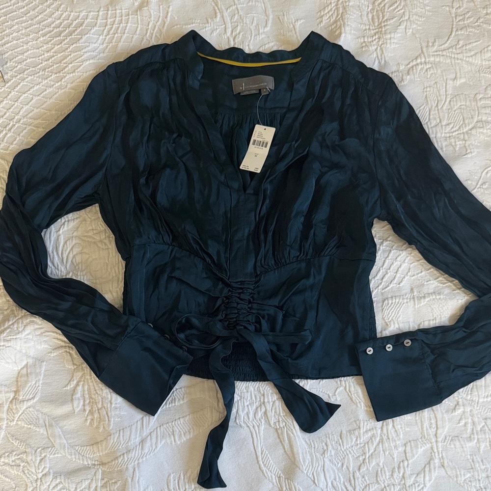 Anthropologie Navy Long Sleeve Top